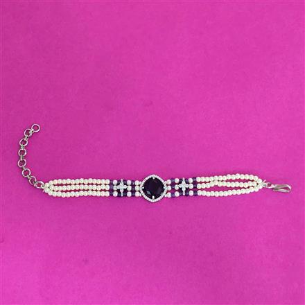Cz Moti Bracelet With Rhodium Plating