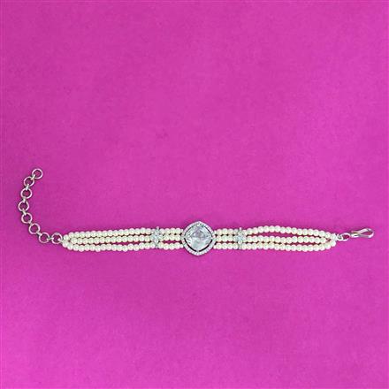 Cz Moti Bracelet With Rhodium Plating