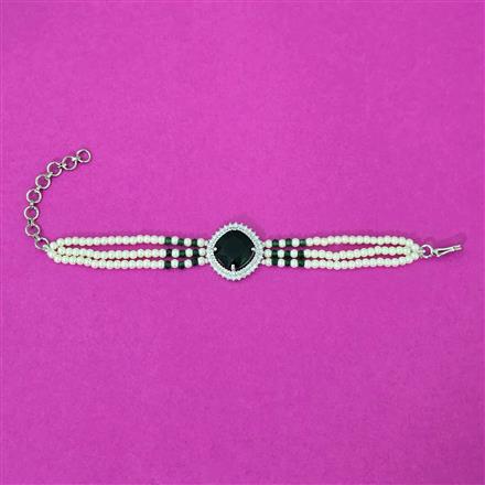 Cz Moti Bracelet With Rhodium Plating