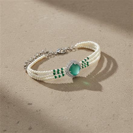 Cz Moti Bracelet With Rhodium Plating