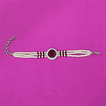 Cz Moti Bracelet With Rhodium Plating