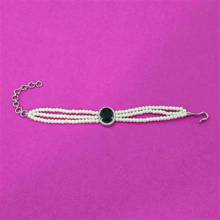 Cz Moti Bracelet With Rhodium Plating