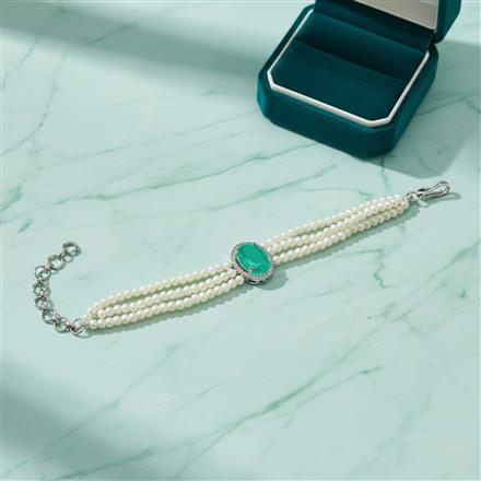 Cz Moti Bracelet With Rhodium Plating