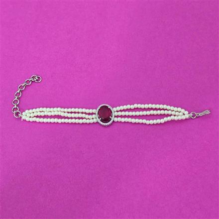 Cz Moti Bracelet With Rhodium Plating
