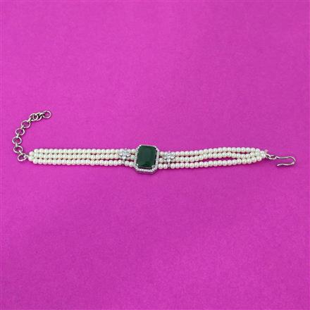 Cz Moti Bracelet With Rhodium Plating