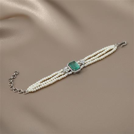 Cz Moti Bracelet With Rhodium Plating