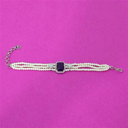 Cz Moti Bracelet With Rhodium Plating