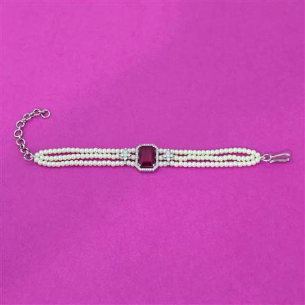 Cz Moti Bracelet With Rhodium Plating