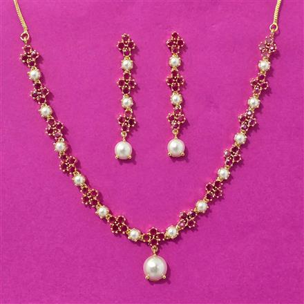 Cz Delicate Necklace Set With Gold Plating