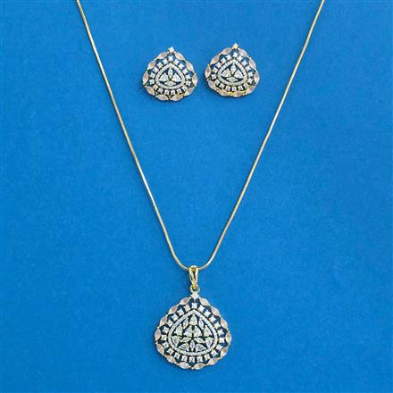 Cz Classic Pendant Set With 2 Tone Plating