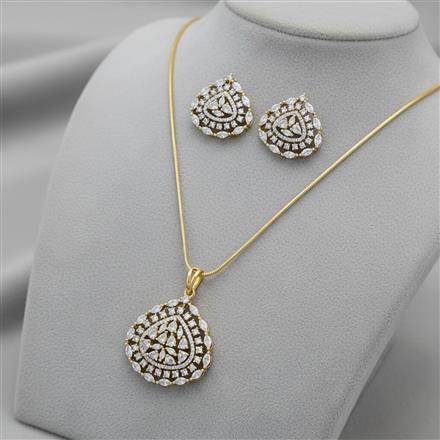 Cz Classic Pendant Set With 2 Tone Plating