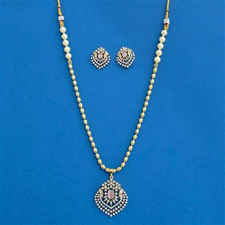 Cz Moti Pendant Set With 2 Tone Plating