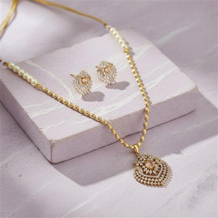 Cz Moti Pendant Set With 2 Tone Plating