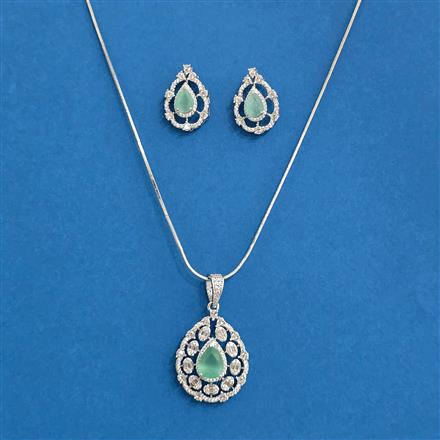 Cz Classic Pendant Set With Rhodium Plating