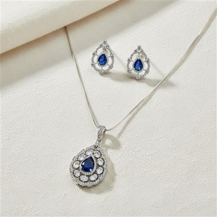 Cz Classic Pendant Set With Rhodium Plating
