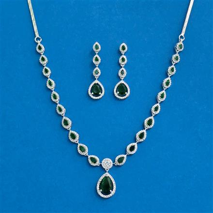 American Diamond Delicate Necklace Set With Rhodium Plating