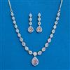 American Diamond Delicate Necklace Set With Rhodium Plating