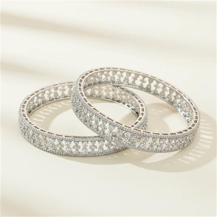 Cz Classic Bangles With Rhodium Plating