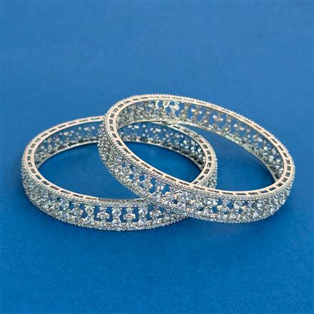 Cz Classic Bangles With Rhodium Plating