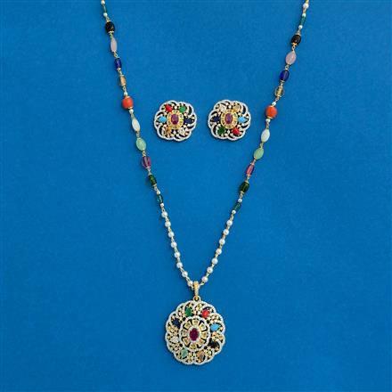 Cz Classic Pendant Set With 2 Tone Plating