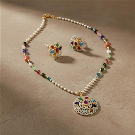 Cz Classic Pendant Set With 2 Tone Plating