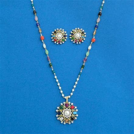 Cz Classic Pendant Set With 2 Tone Plating