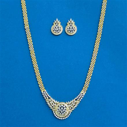 Cz Classic Pendant Set With 2 Tone Rhodium Plating