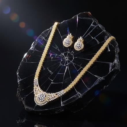 Cz Classic Pendant Set With 2 Tone Rhodium Plating