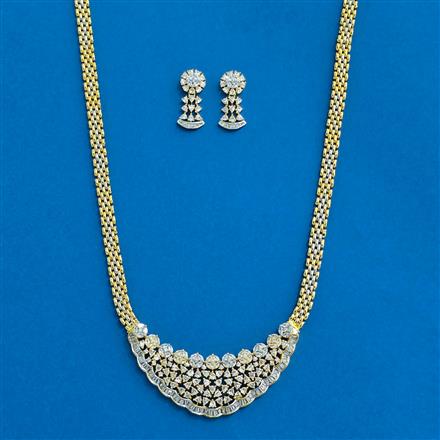 Cz Classic Pendant Set With 2 Tone Rhodium Plating