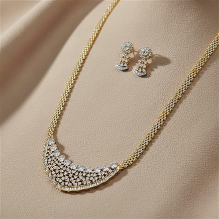 Cz Classic Pendant Set With 2 Tone Rhodium Plating