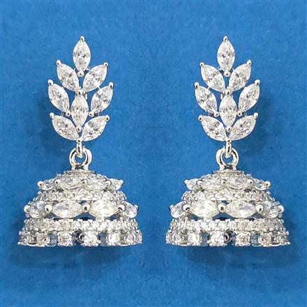 Cz Jhumki With 2 Tone Rhodium Plating