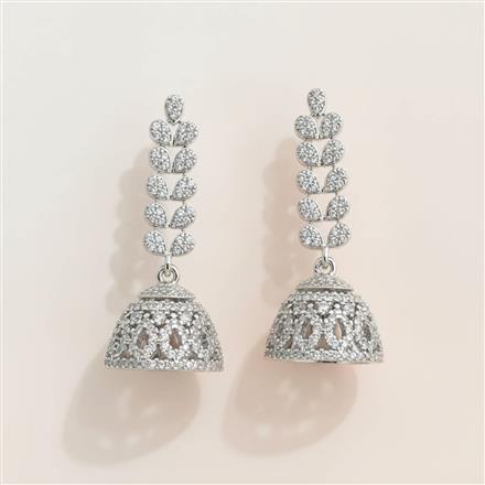 Cz Jhumki With 2 Tone Rhodium Plating