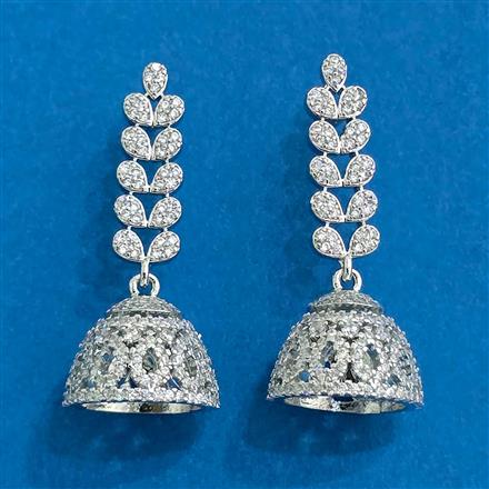 Cz Jhumki With 2 Tone Rhodium Plating