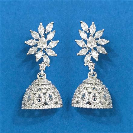 Cz Jhumki With 2 Tone Rhodium Plating