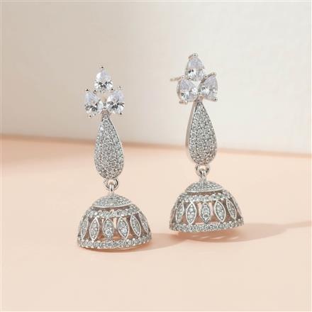 Cz Jhumki With 2 Tone Rhodium Plating