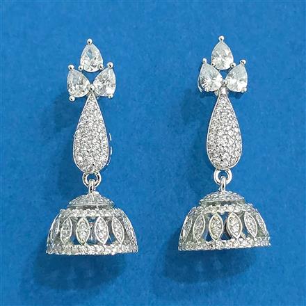 Cz Jhumki With 2 Tone Rhodium Plating