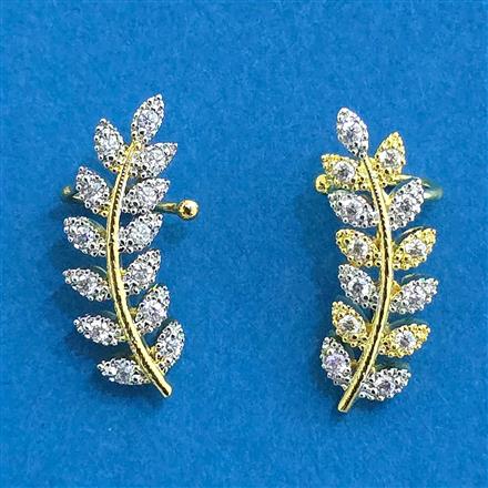 Cz Delicate Earring With 2 Tone Rhodium Plating