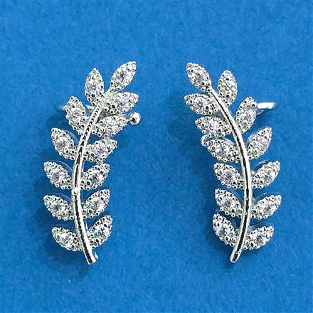 Cz Delicate Earring With 2 Tone Rhodium Plating