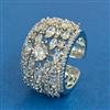 Cz Adjustable Ring With 2 Tone Rhodium Plating