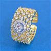 Cz Adjustable Ring With 2 Tone Rhodium Plating