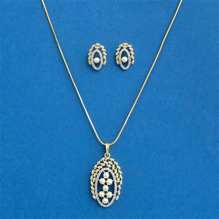 Cz Moti Pendant Set With 2 Tone Plating
