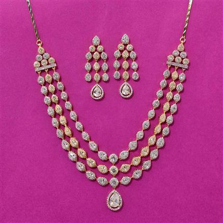 Cubic Zirconia Classic Necklace Set With 2 Tone Plating
