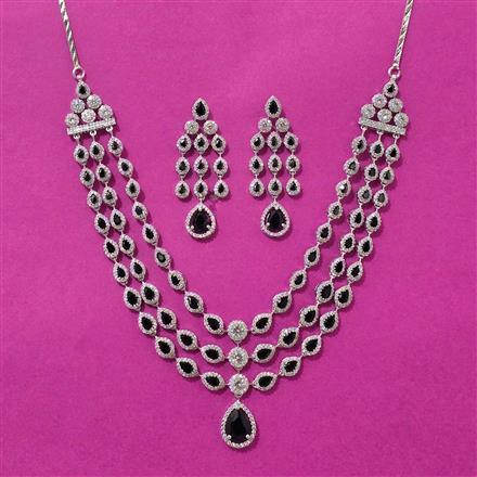 Cubic Zirconia Classic Necklace Set With Rhodium Plating