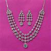 Cubic Zirconia Classic Necklace Set With Rhodium Plating