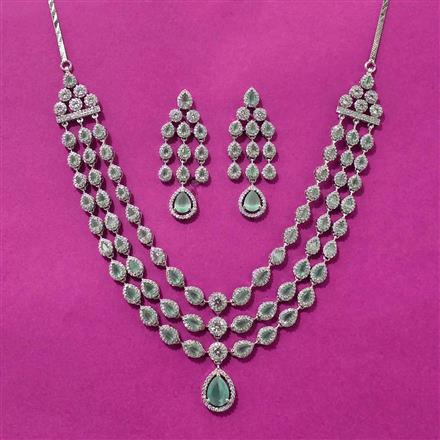 Cubic Zirconia Classic Necklace Set With Rhodium Plating