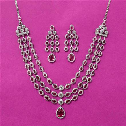 Cubic Zirconia Classic Necklace Set With Rhodium Plating