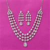 Cubic Zirconia Classic Necklace Set With Rhodium Plating