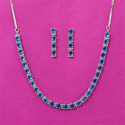 Cz Delicate Necklace Set Set With Rhodium Plating