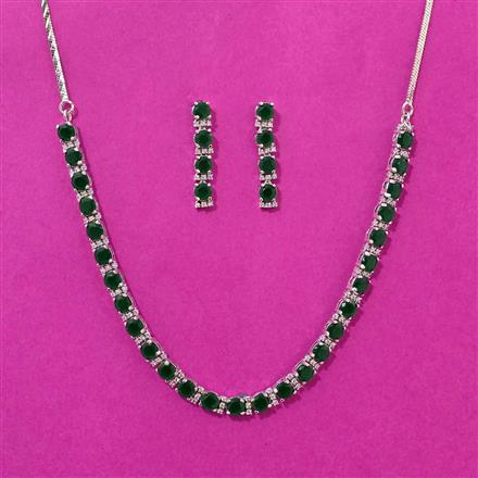 Cubic Zirconia Delicate Necklace Set With Rhodium Plating