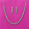 Cubic Zirconia Delicate Necklace Set With Rhodium Plating